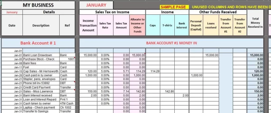 Accounting Excel for a small business