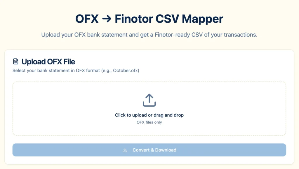 Finotor CSV and OFX Mapper for bank statement