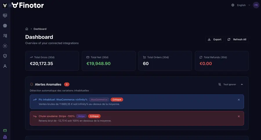 Screen of Finotor AI